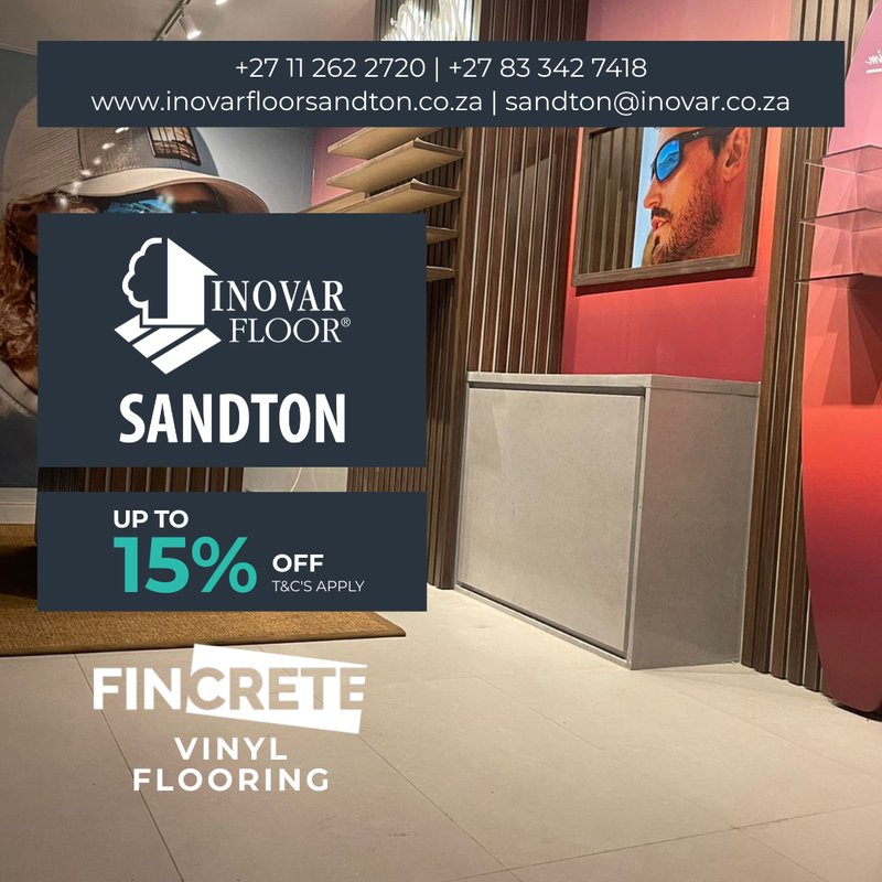 Minimalist interior showcasing Fincrete vinyl flooring with a sleek, concrete-look finish.